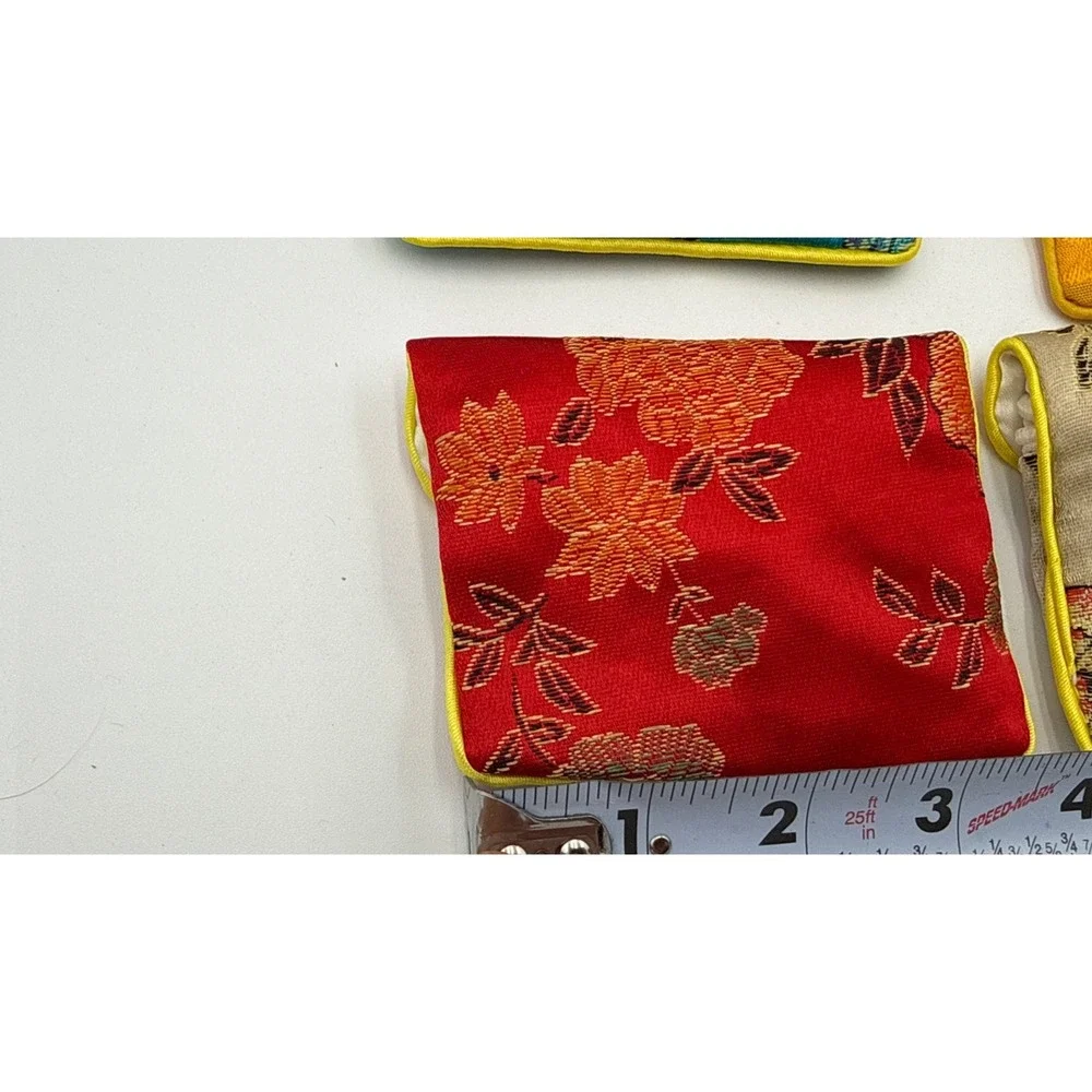 9 Vintage Satin Jewelry Pouches w/Zippers & Snap Closure Coin Purse